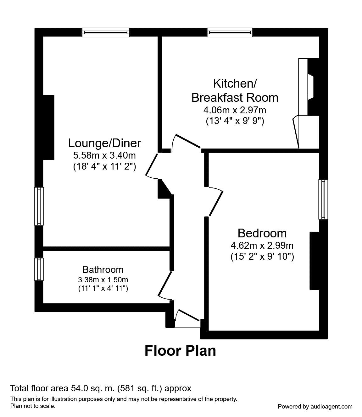 Floorplan of 1 bedroom Flat to rent, Bushmead Avenue, Bedford, Bedfordshire, MK40