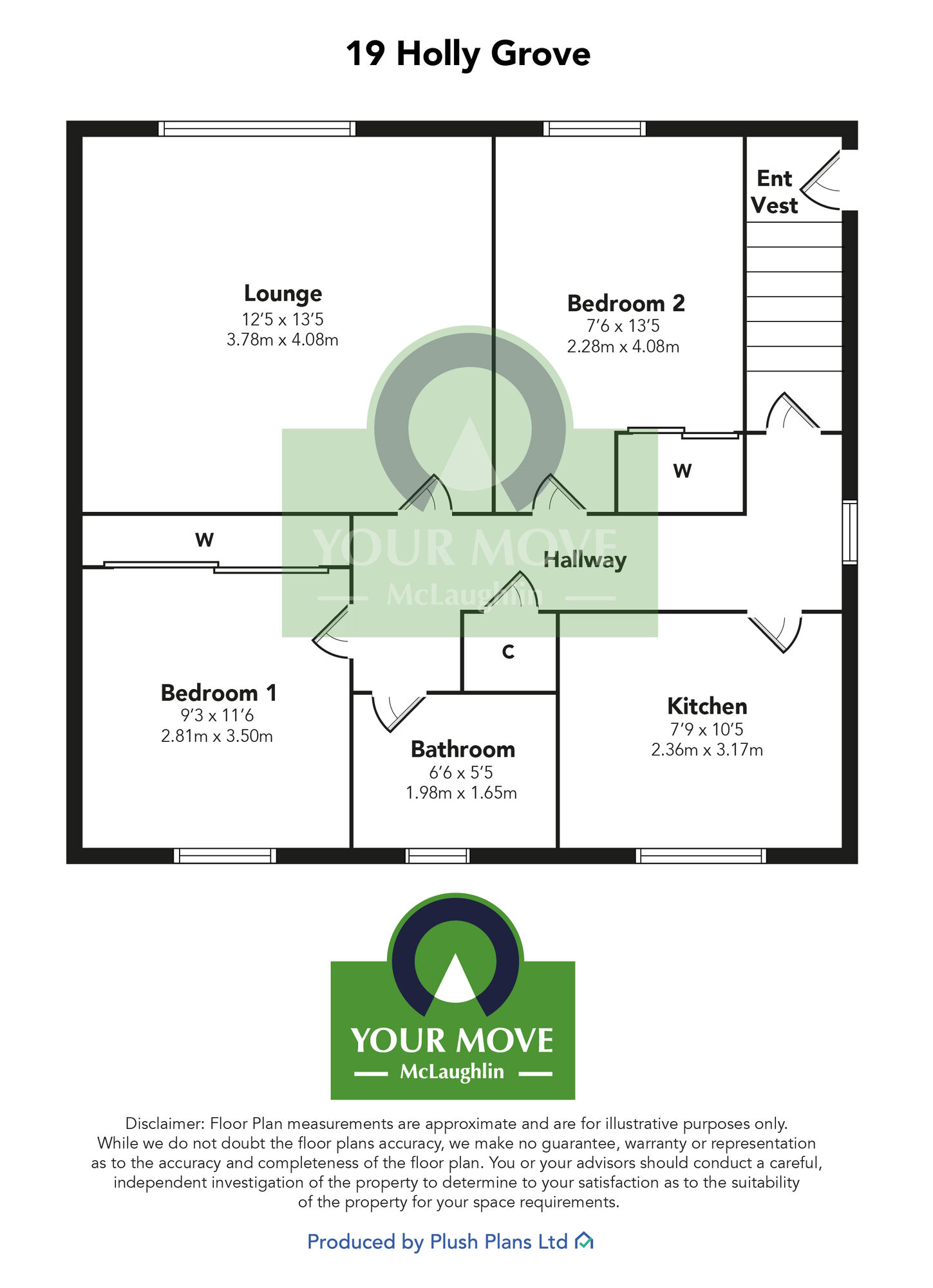 Floorplan of 2 bedroom  Flat for sale, Holly Grove, Bellshill, North Lanarkshire, ML4