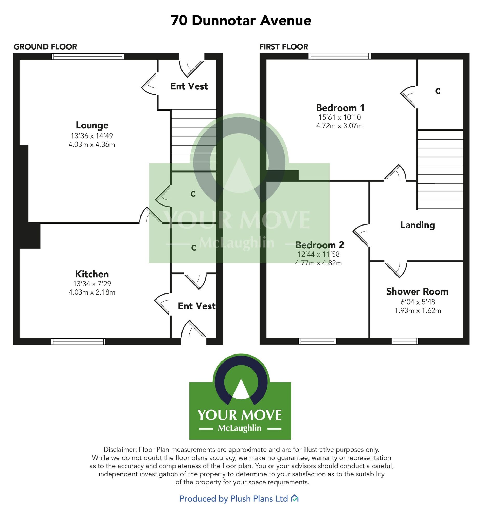 Floorplan of 2 bedroom Mid Terrace House for sale, Dunottar Avenue, Coatbridge, North Lanarkshire, ML5