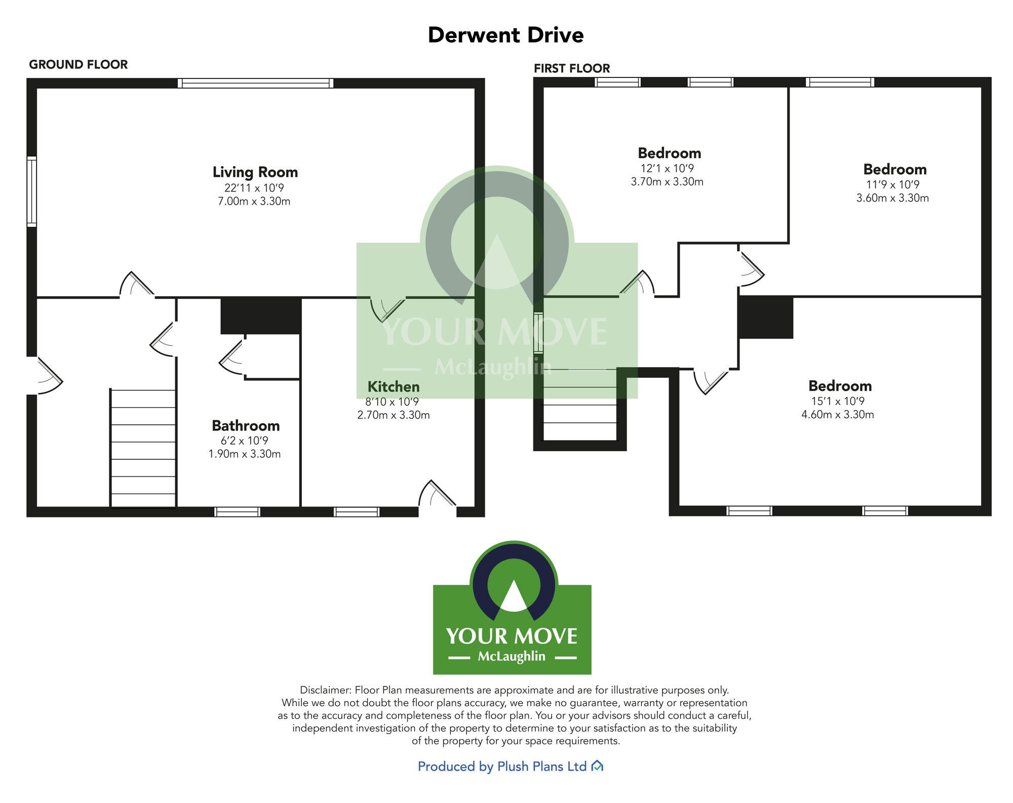 Floorplan of 3 bedroom End Terrace House for sale, Derwent Drive, Coatbridge, North Lanarkshire, ML5