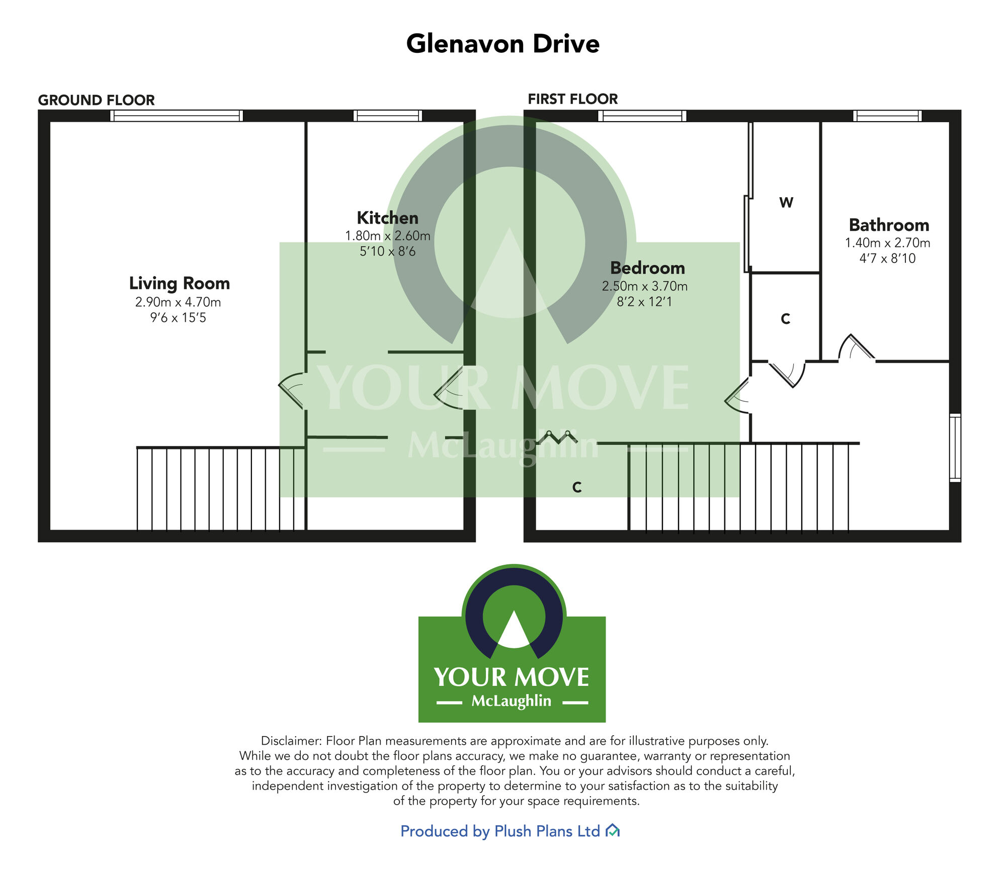 Floorplan of 1 bedroom Semi Detached House for sale, Glenavon Drive, Chapelhall, North Lanarkshire, ML6
