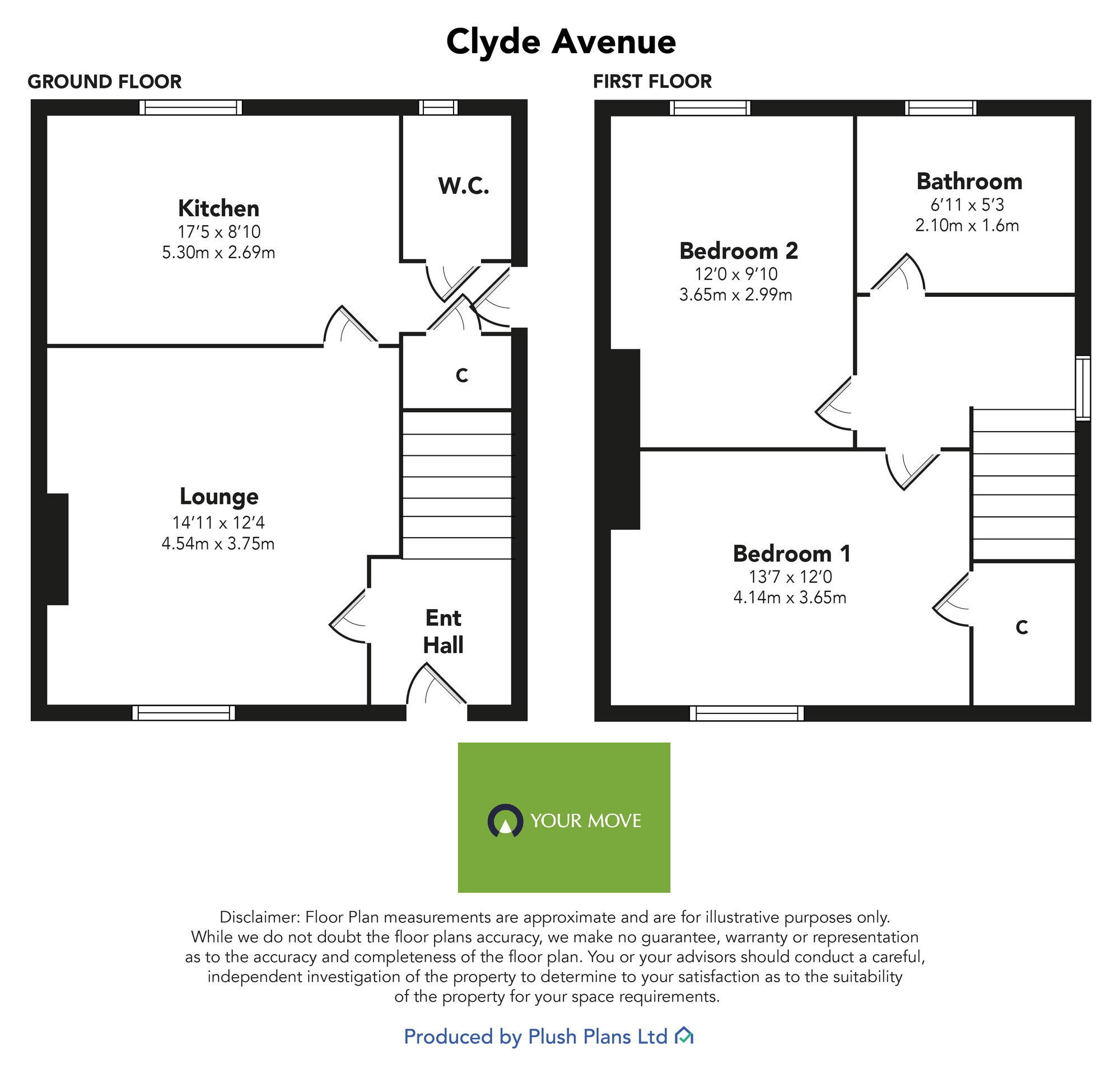 Floorplan of 2 bedroom Semi Detached House for sale, Clyde Avenue, Bothwell, South Lanarkshire, G71
