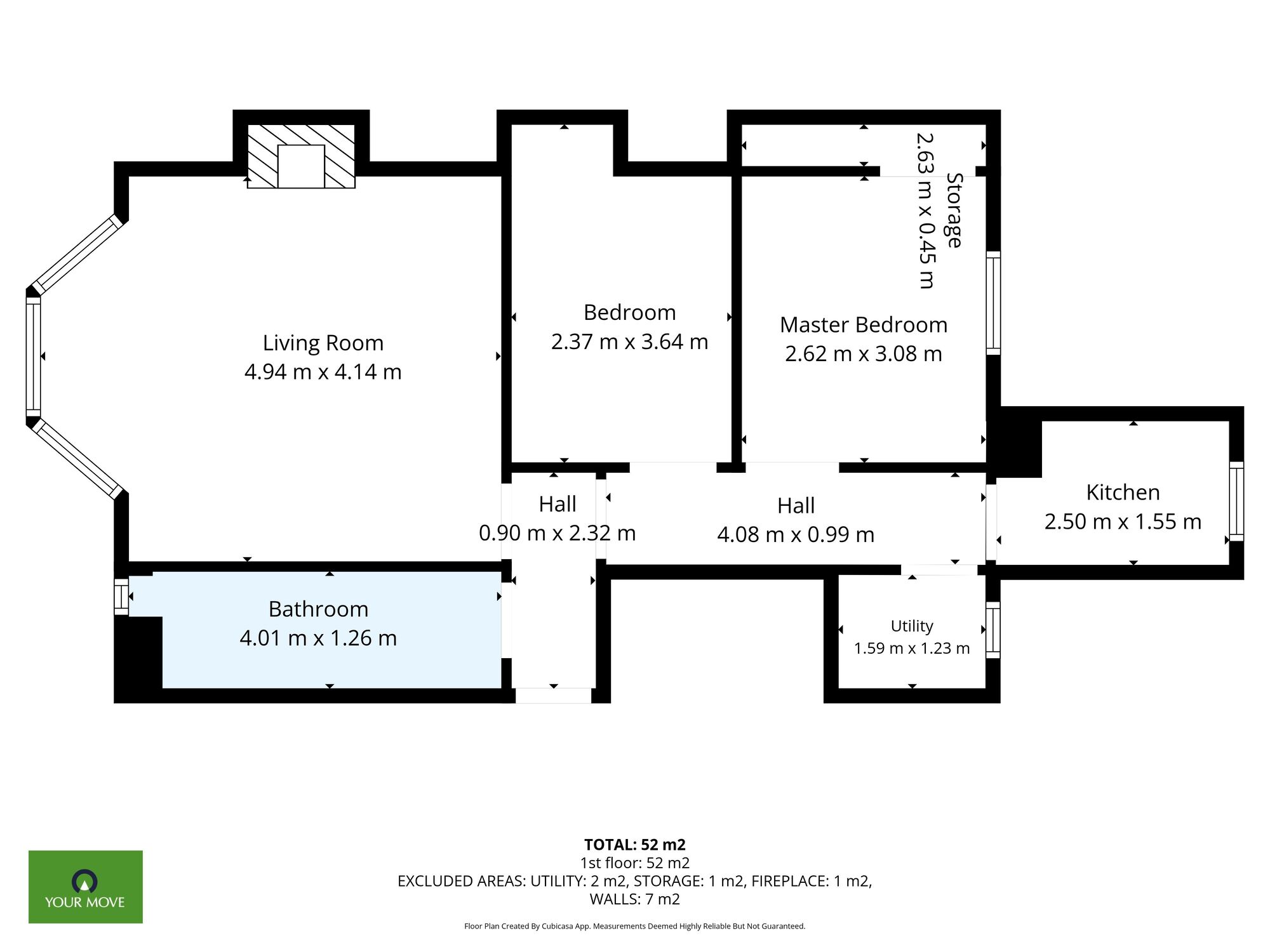 Floorplan of 1 bedroom Flat for sale, Corsewall Street, Coatbridge, North Lanarkshire, ML5