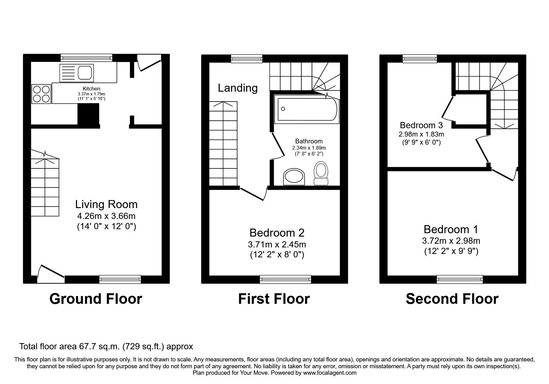 Floorplan of 3 bedroom House to rent, Hurst Road, Longford, Coventry, CV6