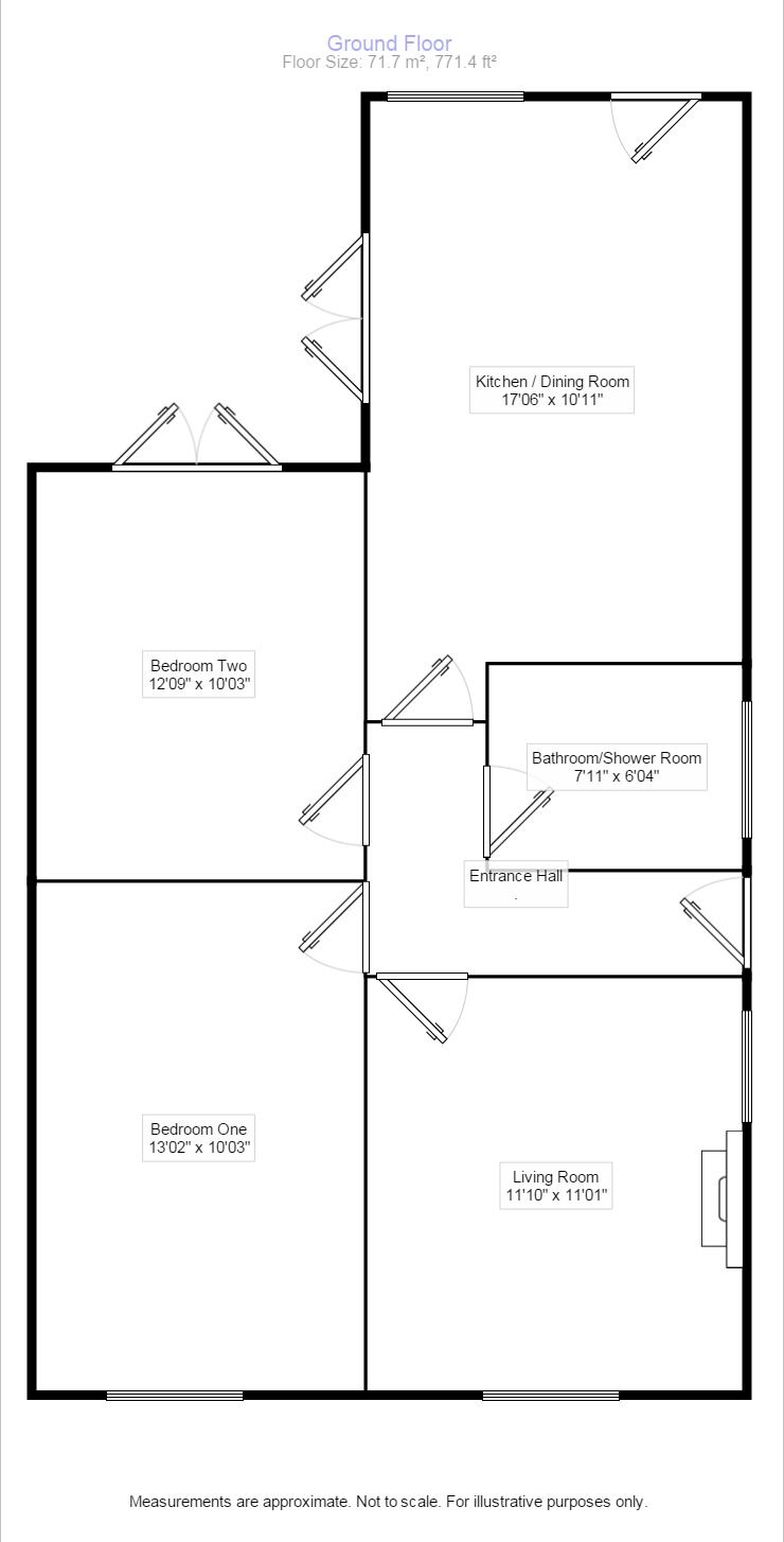 Floorplan of 2 bedroom Semi Detached Bungalow to rent, Martins Road, Bedworth, Warwickshire, CV12