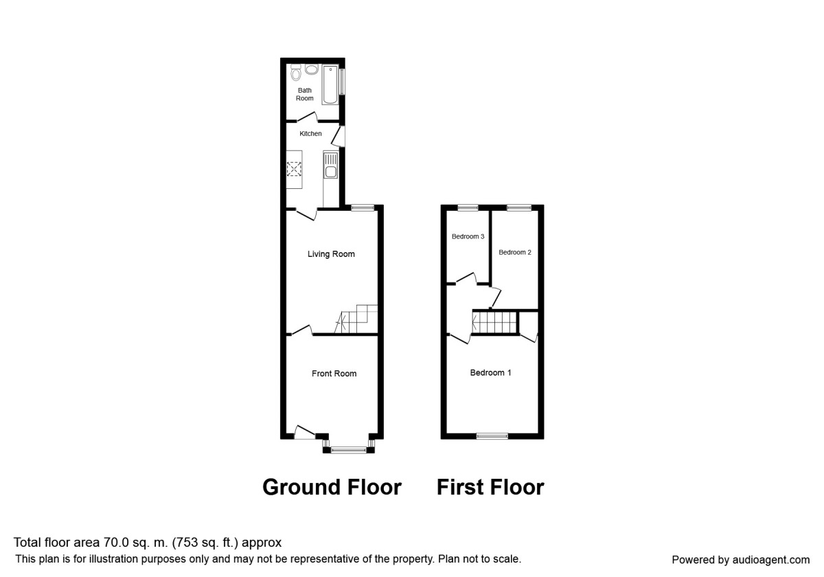 Floorplan of 3 bedroom Mid Terrace House to rent, Earl Street, Bedworth, Warwickshire, CV12