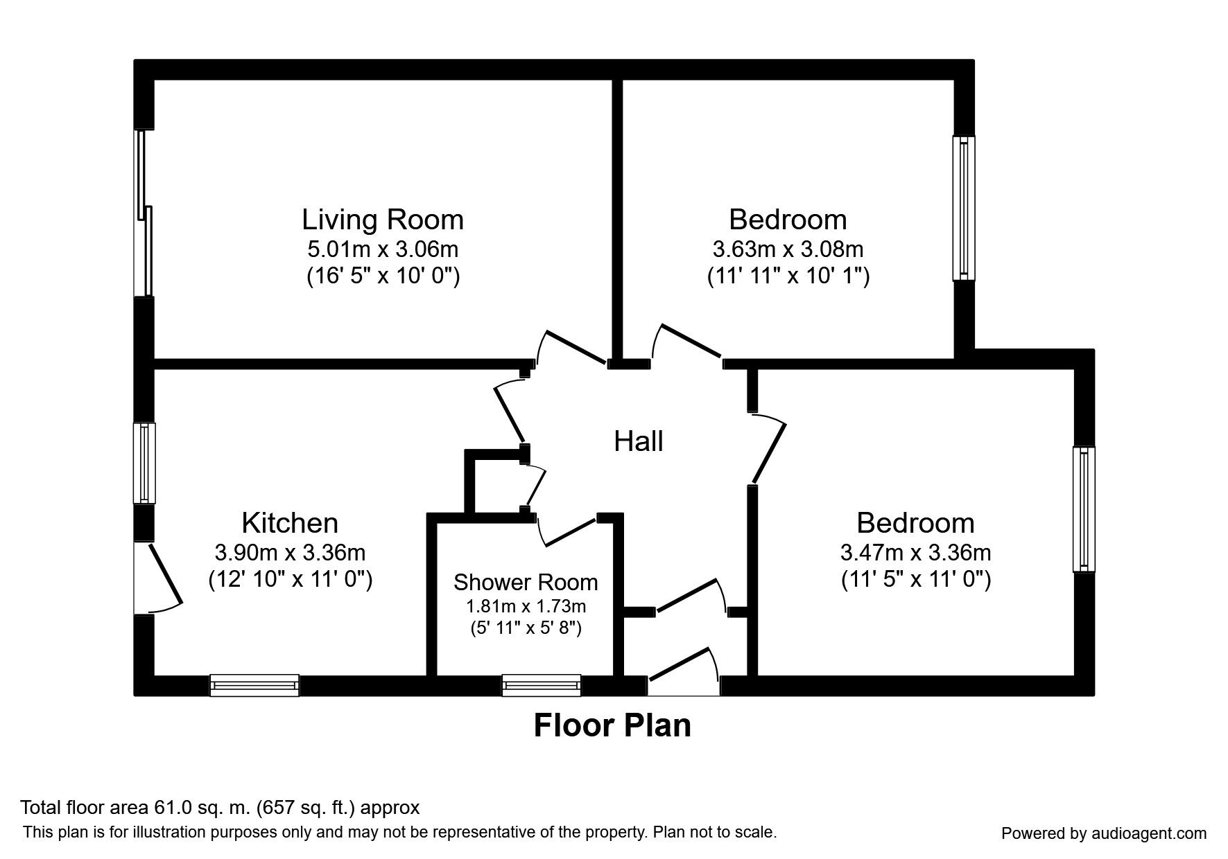Floorplan of 2 bedroom Semi Detached Bungalow to rent, Topps Heath, Bedworth, Warwickshire, CV12