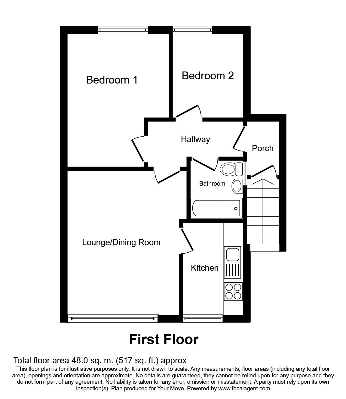 Floorplan of 2 bedroom  Flat to rent, Fieldview Close, Exhall, Coventry, CV7