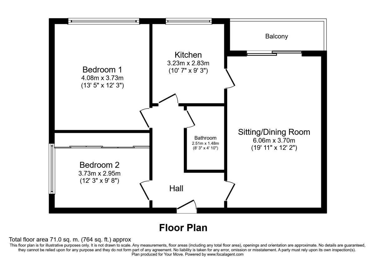 Floorplan of 2 bedroom  Flat to rent, Kenilworth Court, Coventry, CV3