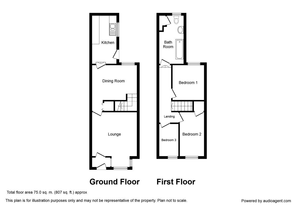 Floorplan of 3 bedroom End Terrace House to rent, Bulkington Road, Bedworth, Warwickshire, CV12