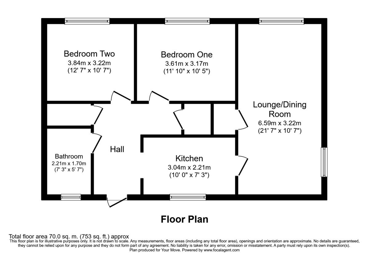 Floorplan of 2 bedroom Flat to rent, Abbey Court, Coventry, CV3