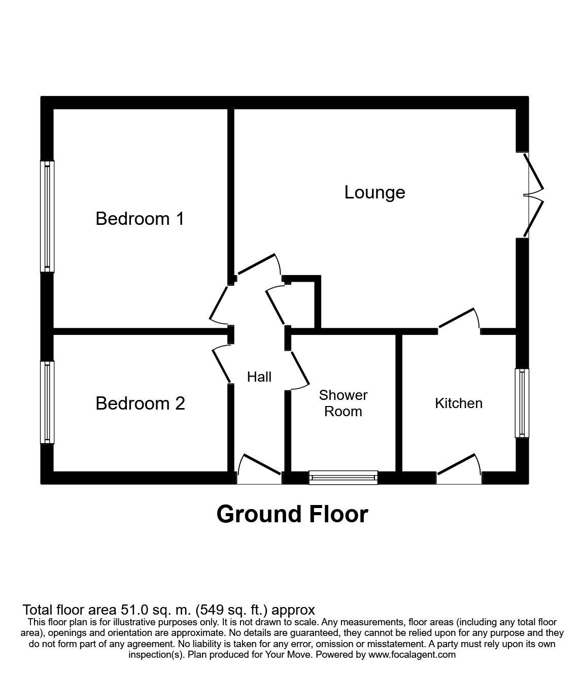 Floorplan of 2 bedroom Semi Detached Bungalow to rent, Trent Road, Bulkington, Warwickshire, CV12