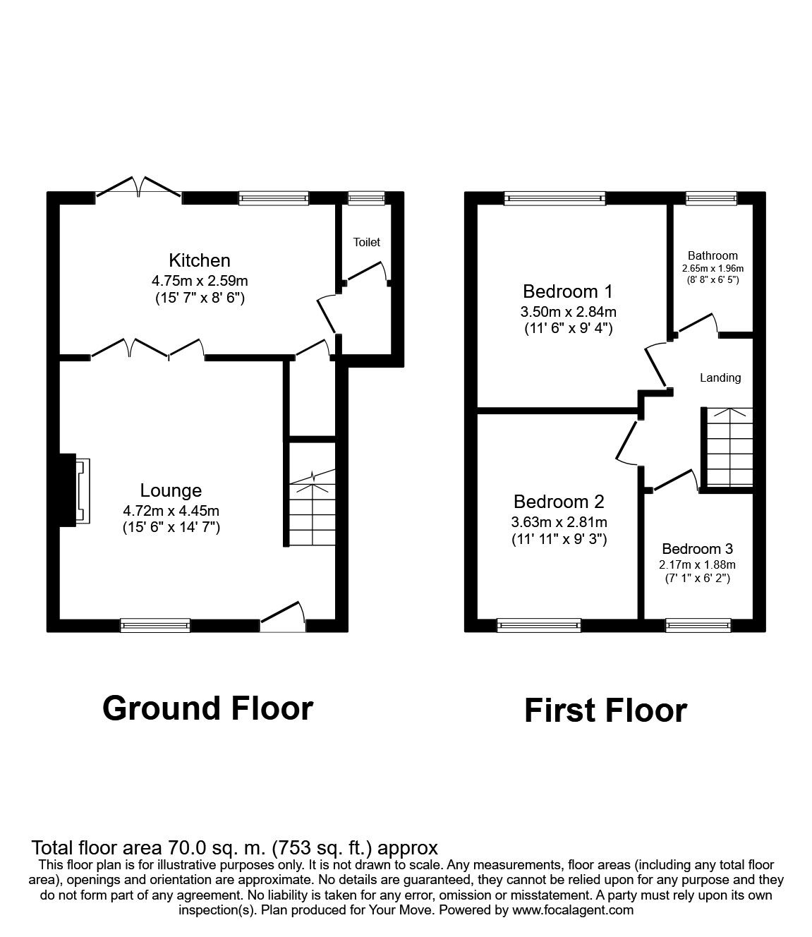 Floorplan of 3 bedroom End Terrace House to rent, Yewdale Crescent, Coventry, CV2