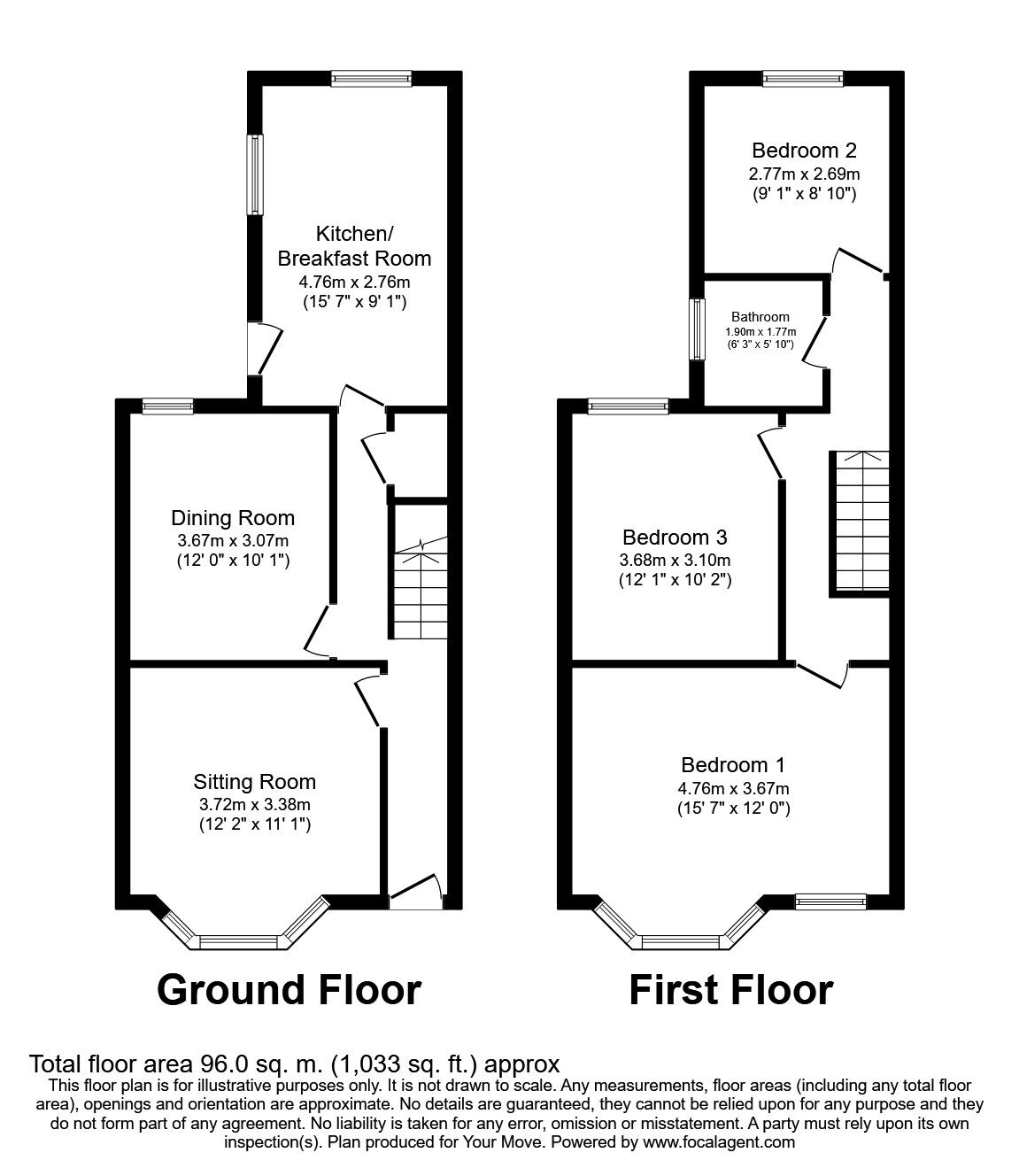Floorplan of 3 bedroom Mid Terrace House to rent, Widdrington Road, Coventry, CV1