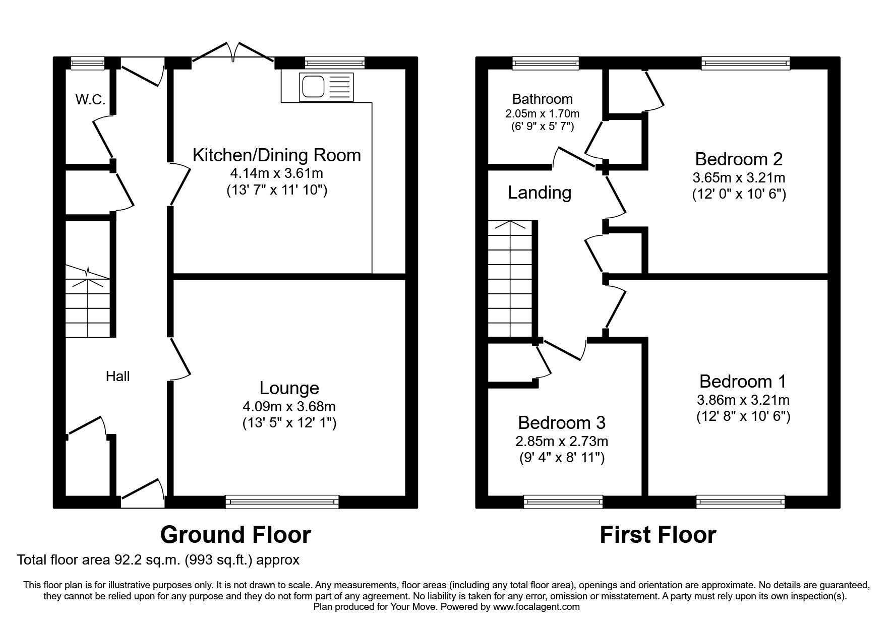 Floorplan of 3 bedroom End Terrace House to rent, Manse Close, Exhall, Warwickshire, CV7