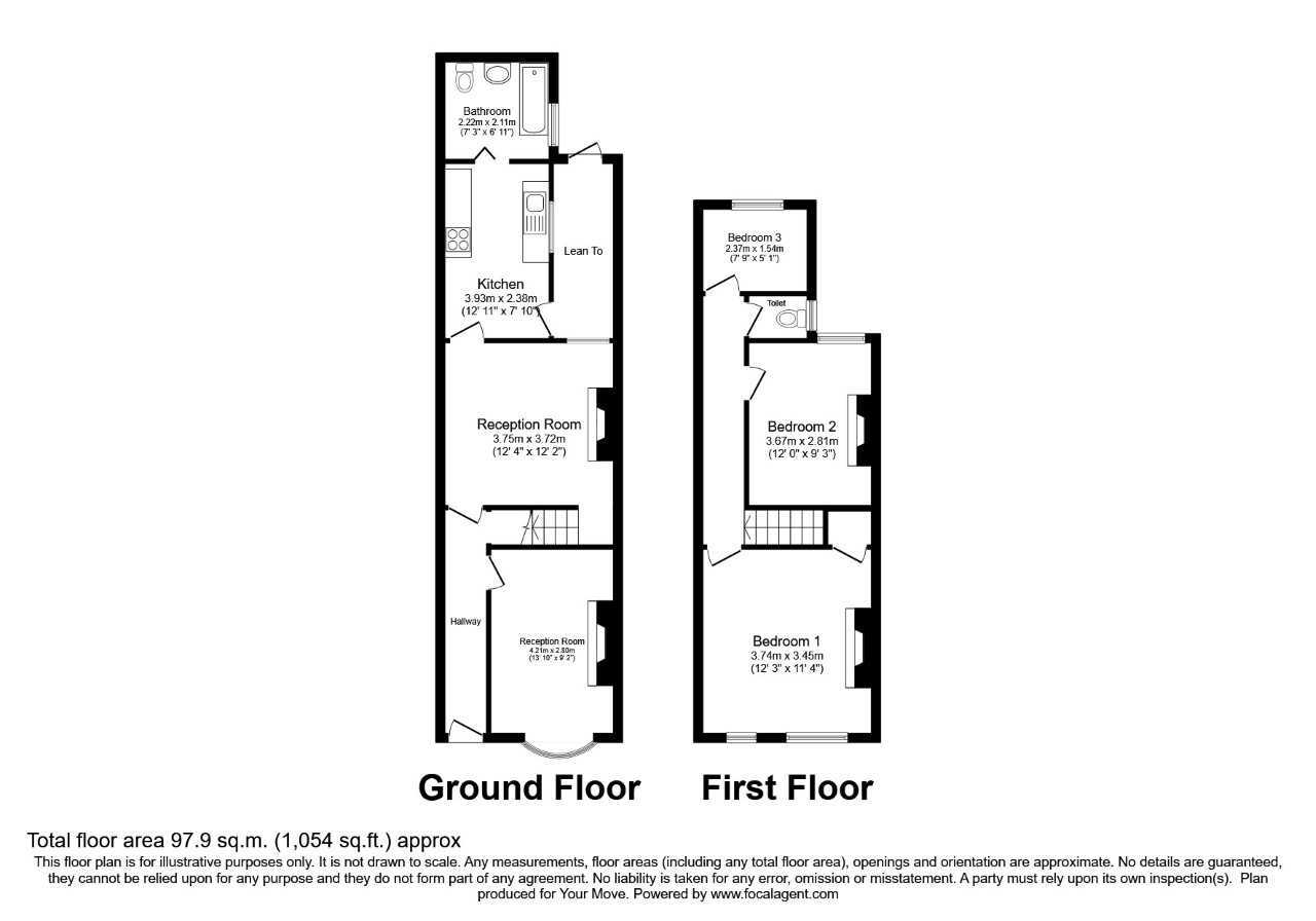 Floorplan of 3 bedroom Mid Terrace House to rent, Wyley Road, Coventry, West Midlands, CV6
