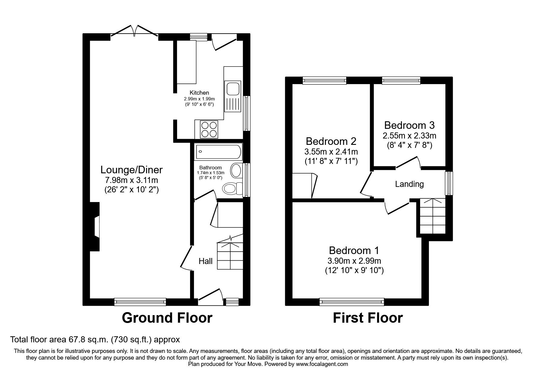 Floorplan of 3 bedroom Semi Detached House for sale, Gallagher Road, Bedworth, Warwickshire, CV12