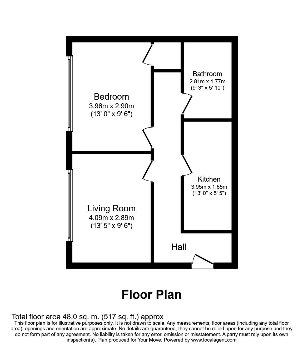 Floorplan of 1 bedroom Flat to rent, King Street, Bedworth, Warwickshire, CV12