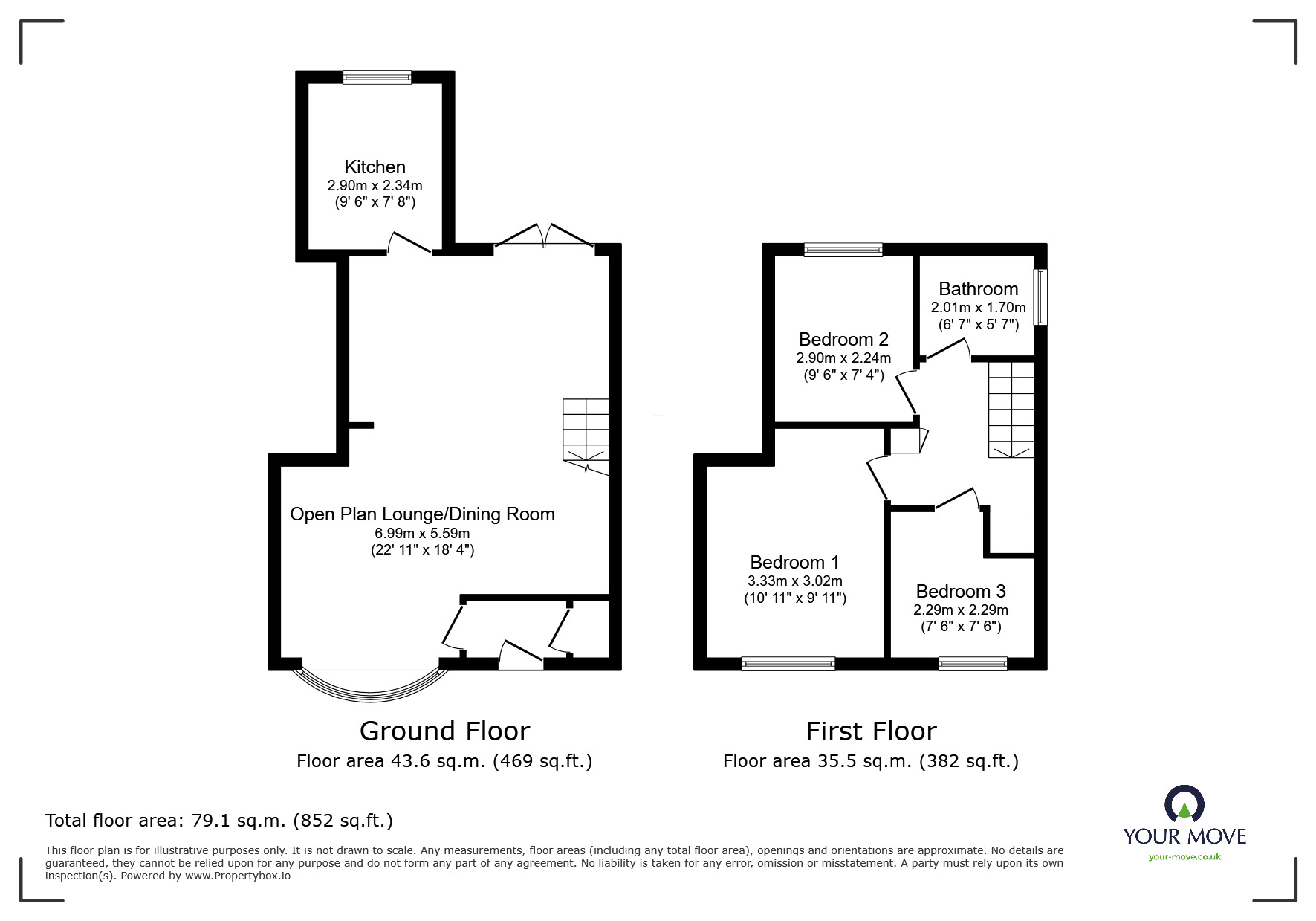 Floorplan of 3 bedroom Semi Detached House for sale, Kenwyn Green, Exhall, Warwickshire, CV7