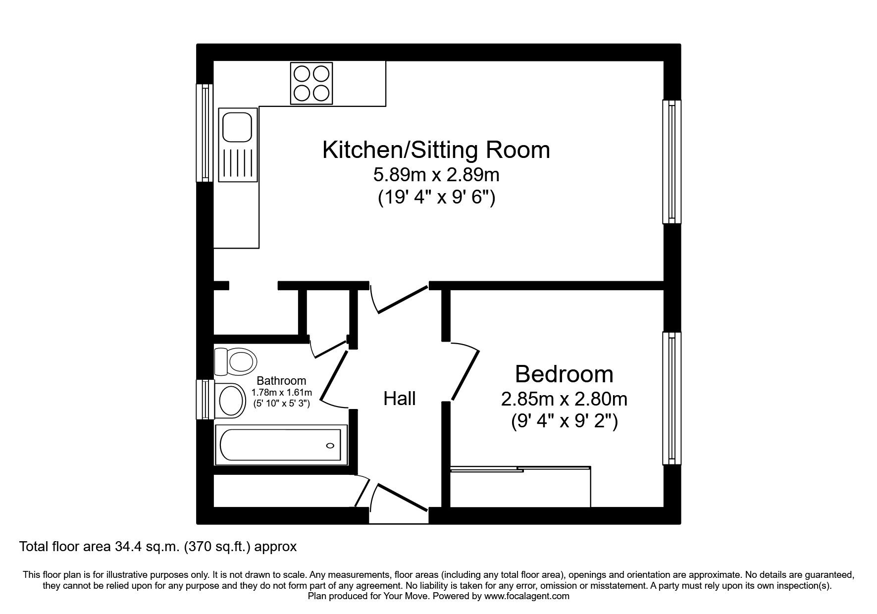 Floorplan of 1 bedroom Flat to rent, Glamorgan Close, Coventry, West Midlands, CV3