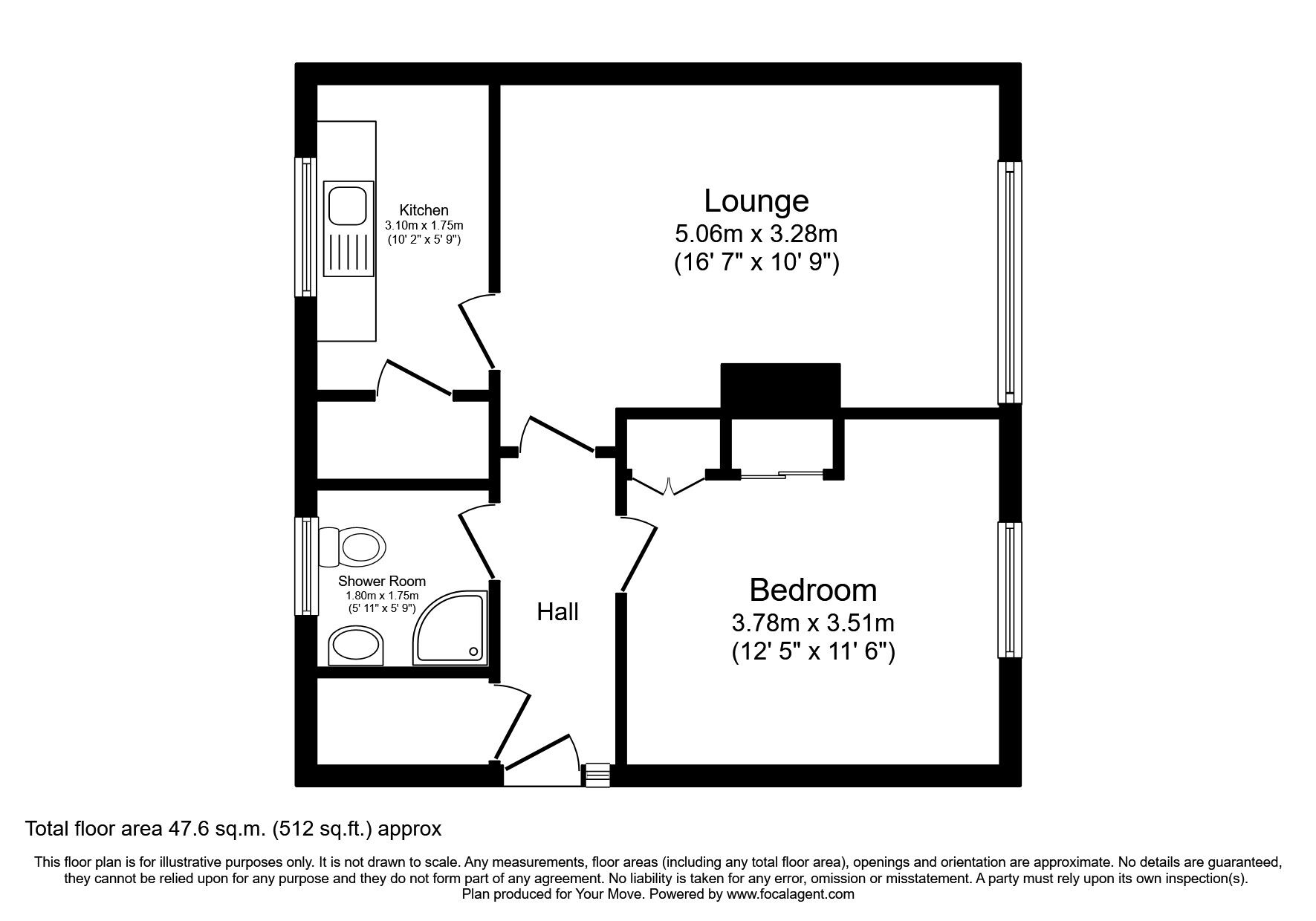 Floorplan of 1 bedroom  Flat to rent, Hawthorne Lane, Coventry, West Midlands, CV4