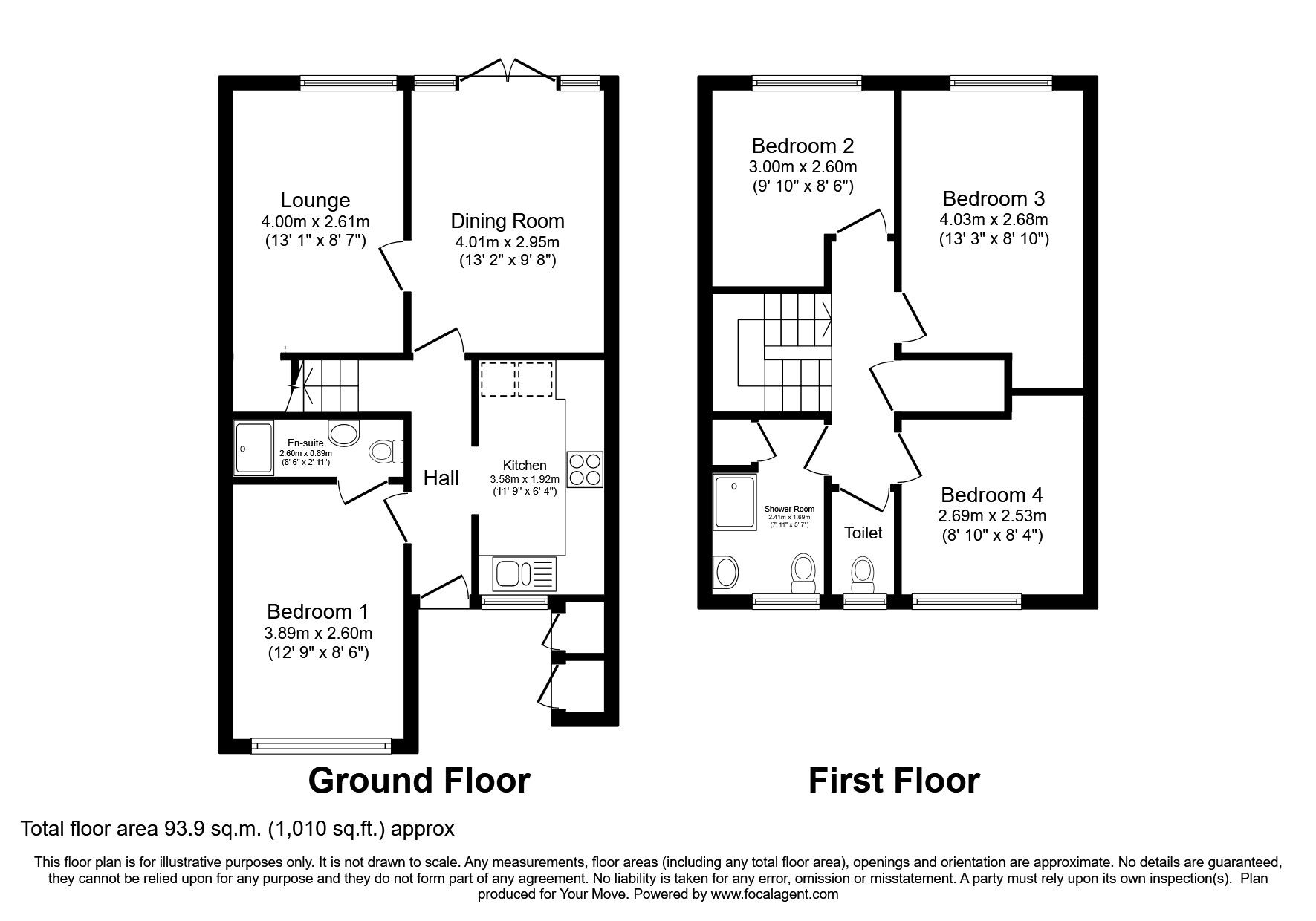 Floorplan of 4 bedroom Mid Terrace House to rent, Boswell Drive, Coventry, West Midlands, CV2