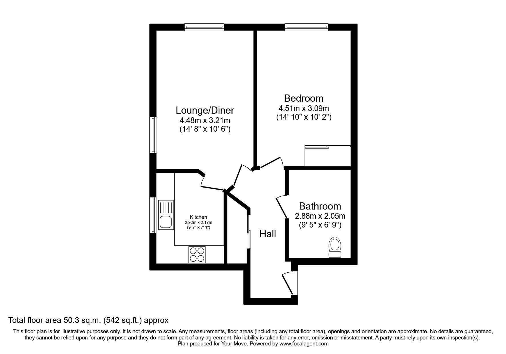 Floorplan of 1 bedroom  Flat for sale, Southbank Road, Kenilworth, Warwickshire, CV8