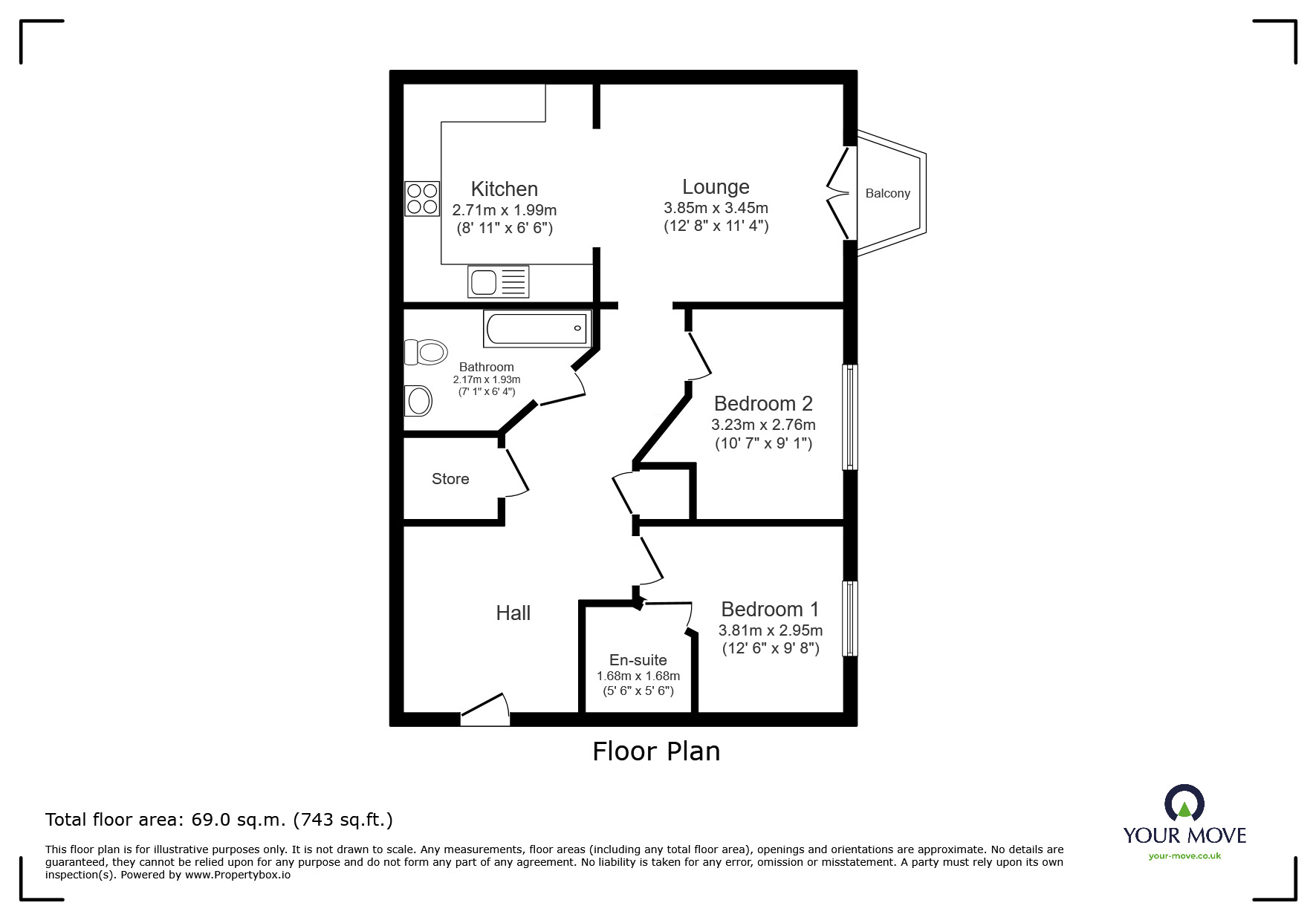 Floorplan of 2 bedroom Flat to rent, Conisbrough Keep, Coventry, West Midlands, CV1