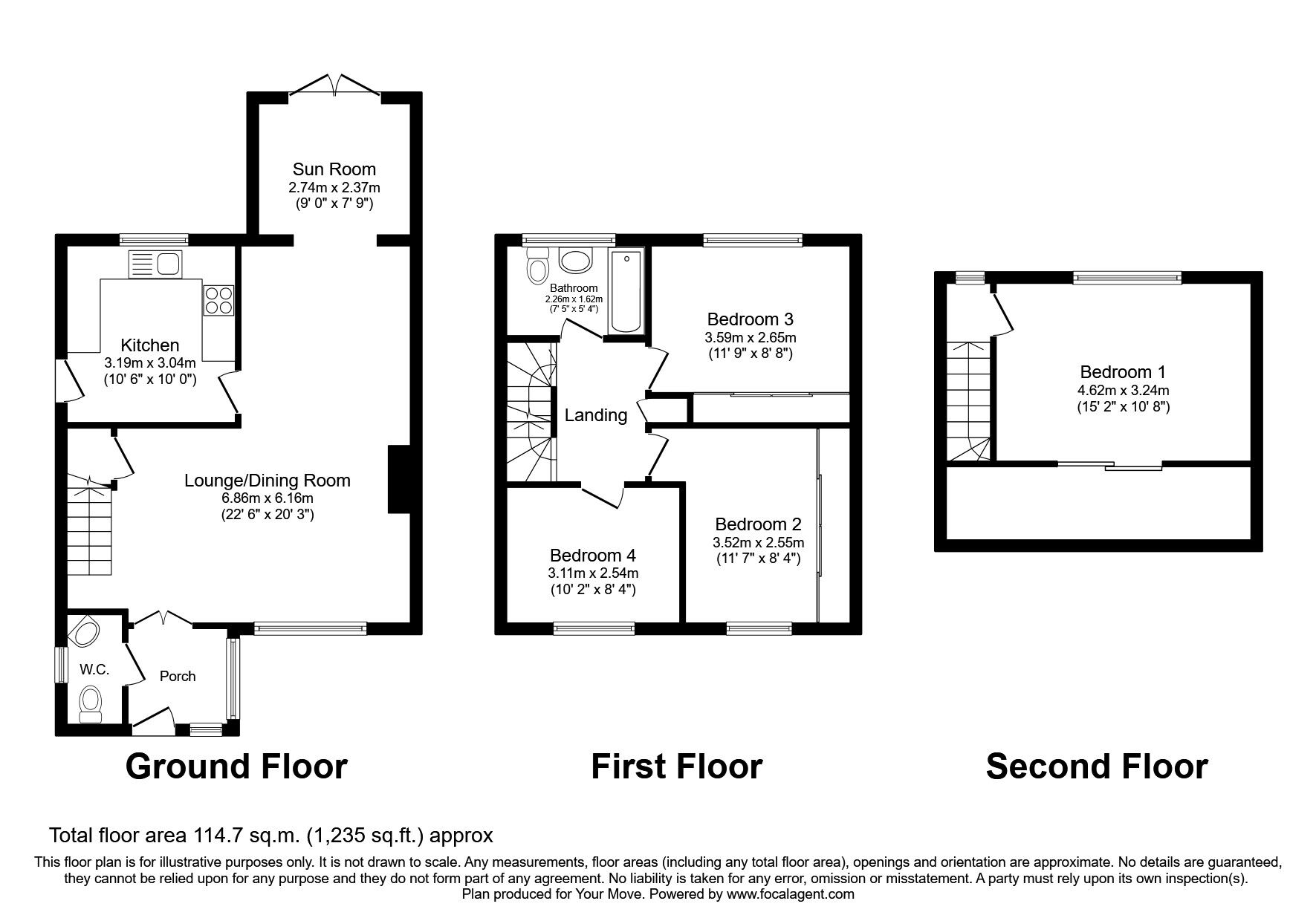 Floorplan of 4 bedroom Semi Detached House to rent, Peveril Drive, Coventry, West Midlands, CV3
