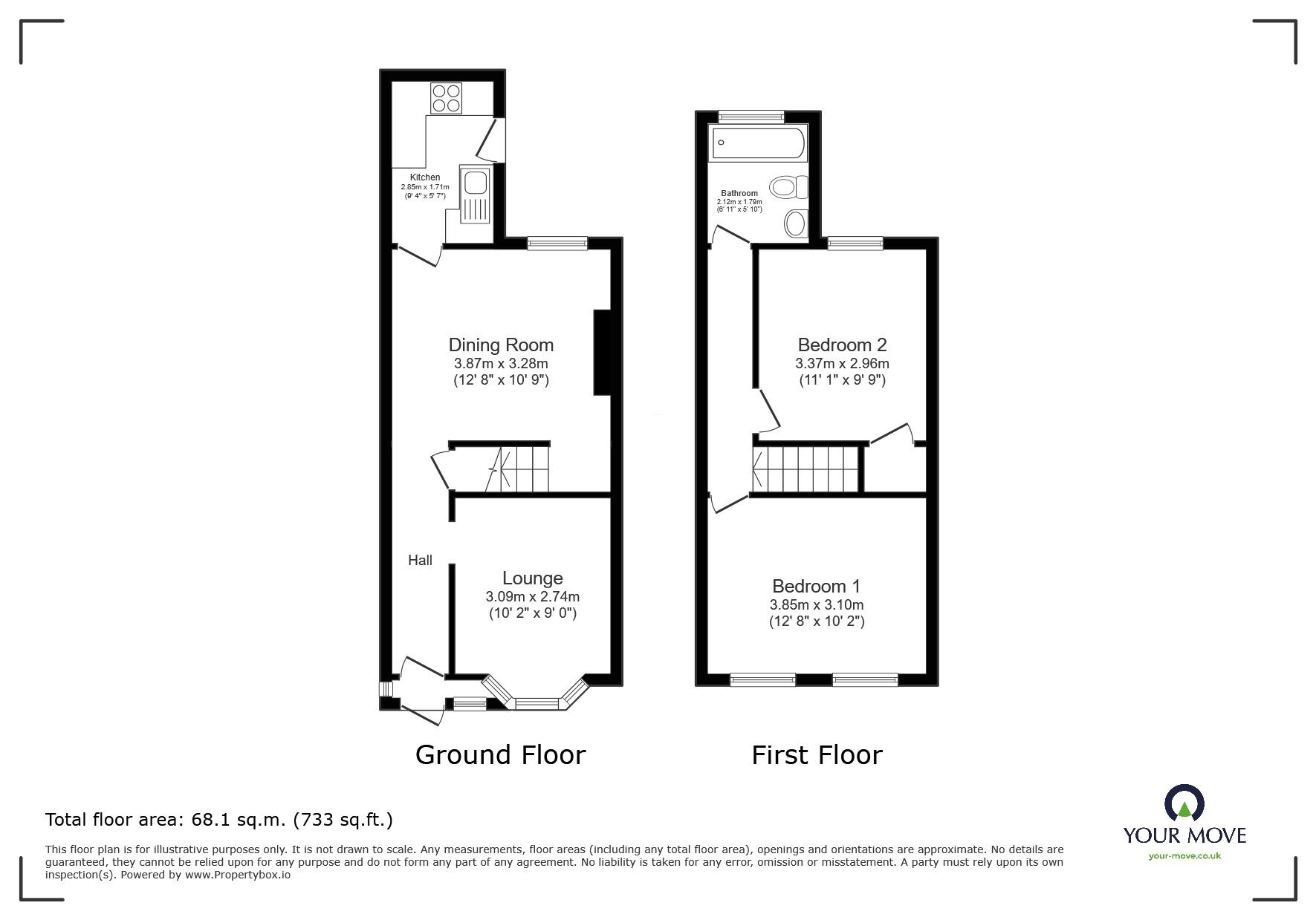 Floorplan of 2 bedroom End Terrace House to rent, Astley Avenue, Coventry, West Midlands, CV6
