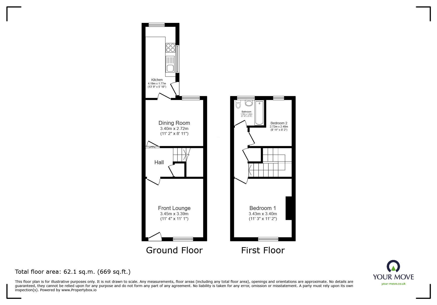 Floorplan of 2 bedroom Mid Terrace House to rent, Dorset Road, Coventry, West Midlands, CV1