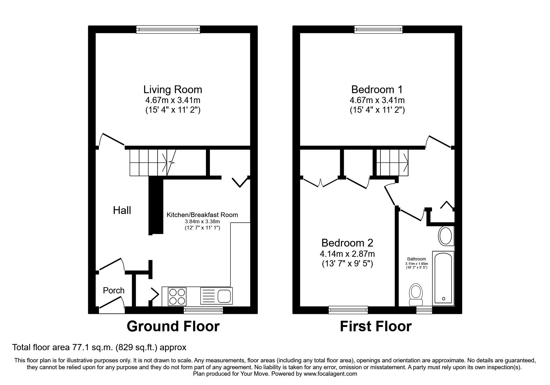 Floorplan of 2 bedroom  Flat for sale, Church Way, Bedworth, Warwickshire, CV12