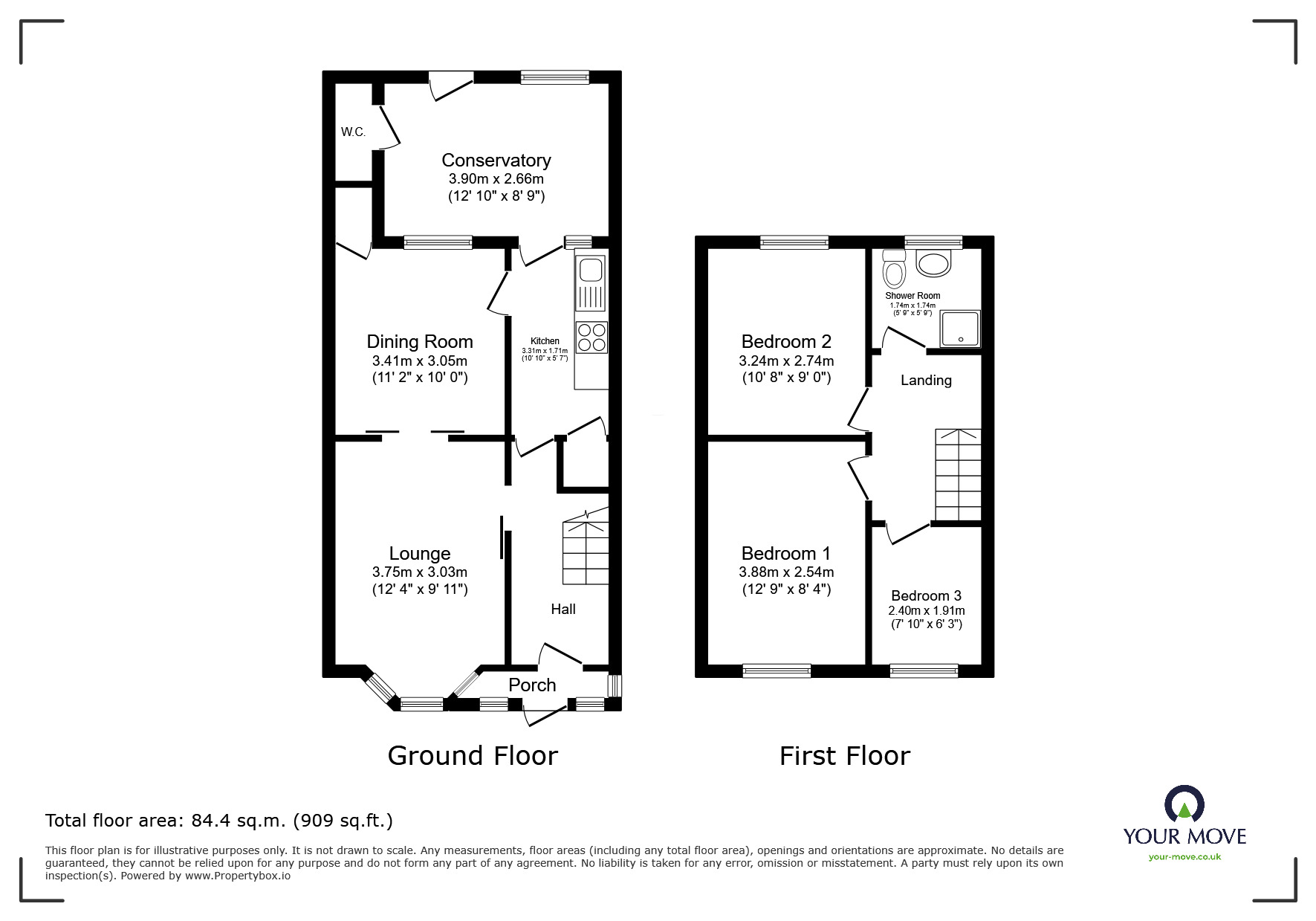 Floorplan of 3 bedroom End Terrace House to rent, Yule Road, Coventry, West Midlands, CV2