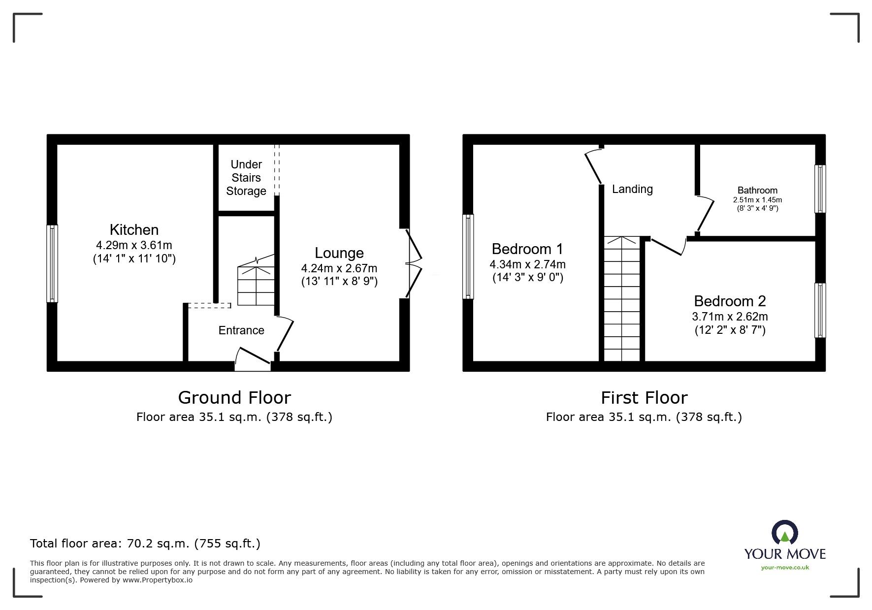 Floorplan of 2 bedroom End Terrace House for sale, Cashmore Road, Bedworth, Warwickshire, CV12