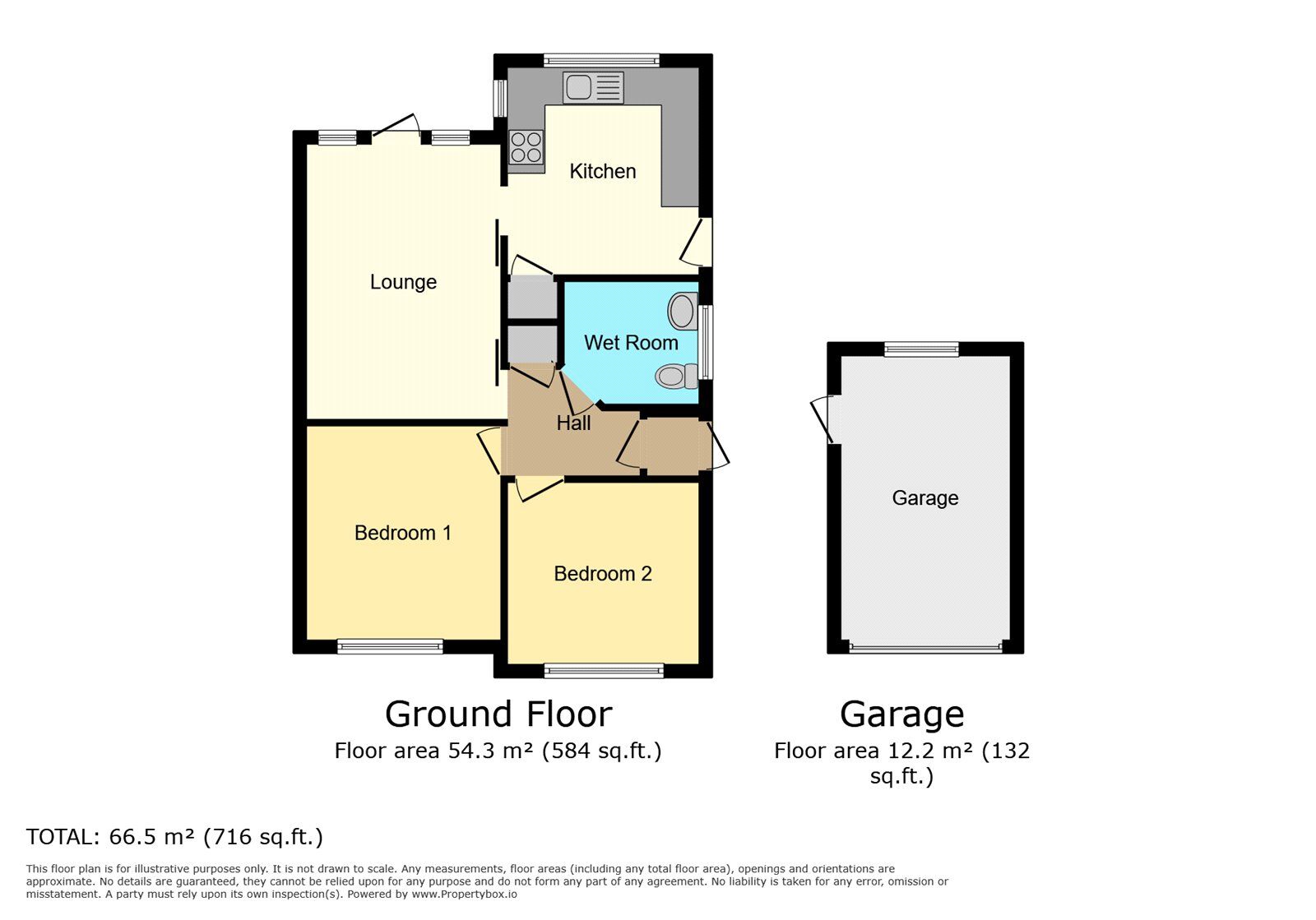 Floorplan of 2 bedroom Detached Bungalow for sale, Villa Close, Bulkington, Warwickshire, CV12