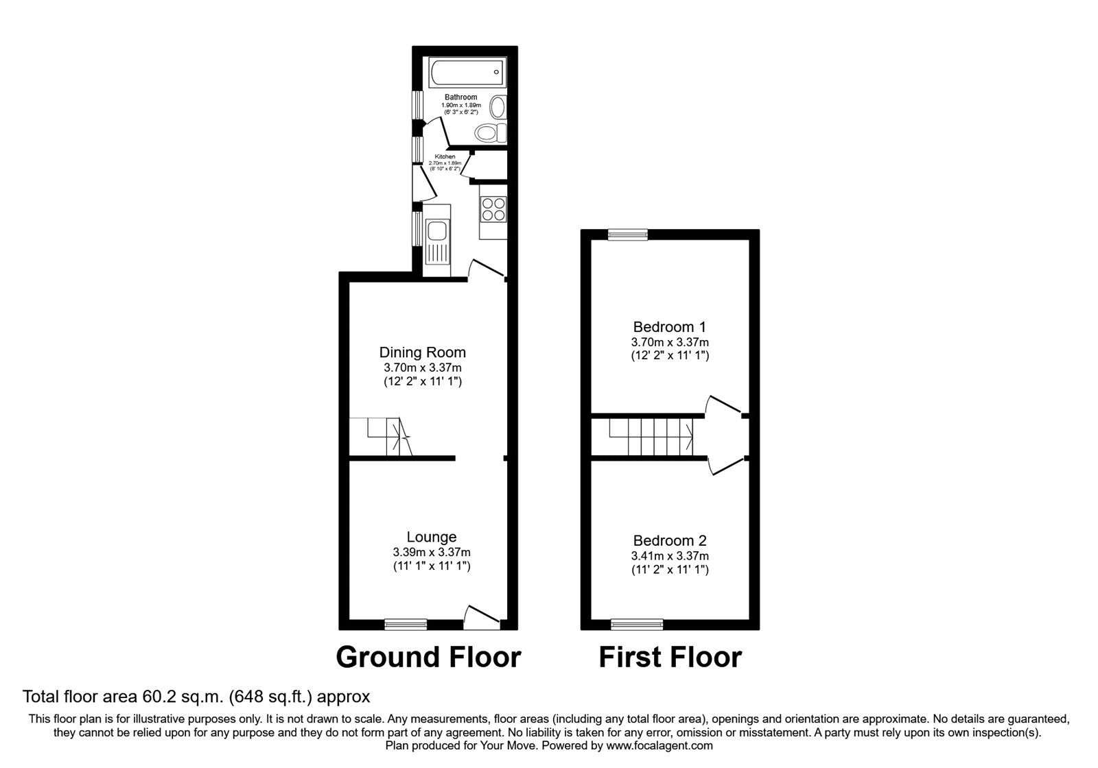 Floorplan of 2 bedroom Mid Terrace House for sale, Craners Road, Coventry, West Midlands, CV1