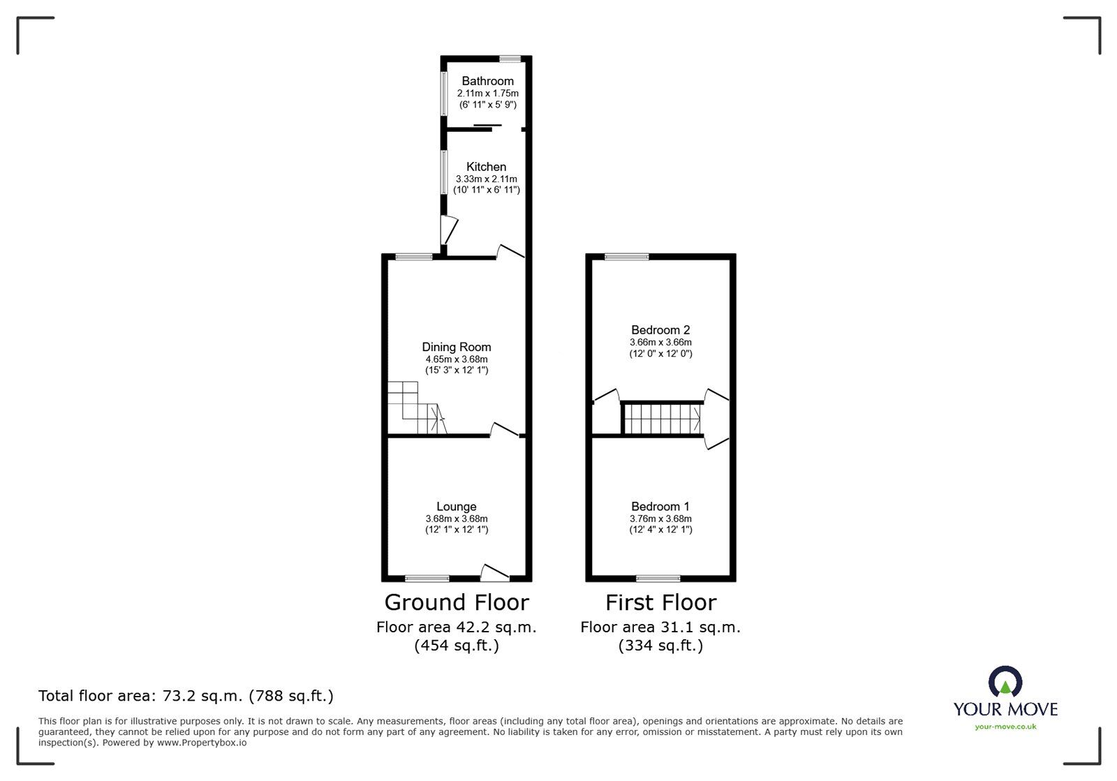 Floorplan of 2 bedroom Mid Terrace House for sale, New Street, Bedworth, Warwickshire, CV12