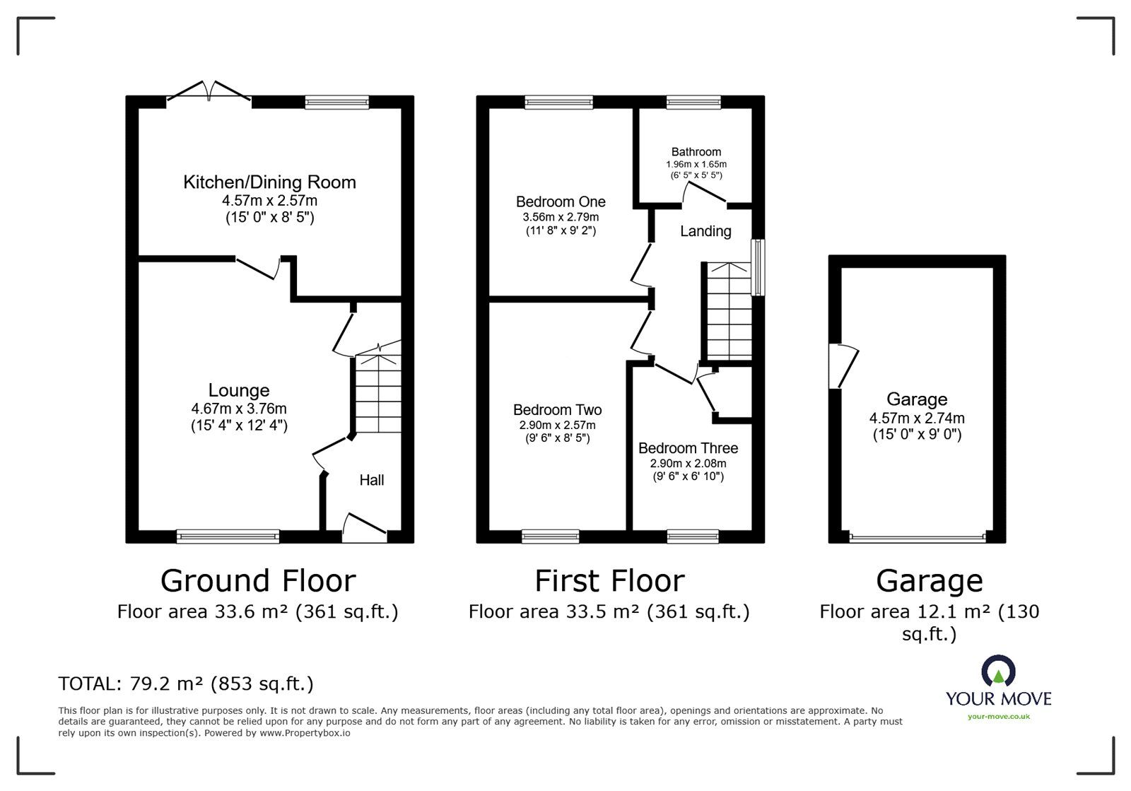 Floorplan of 3 bedroom Semi Detached House for sale, Bonnington Drive, Bedworth, Warwickshire, CV12