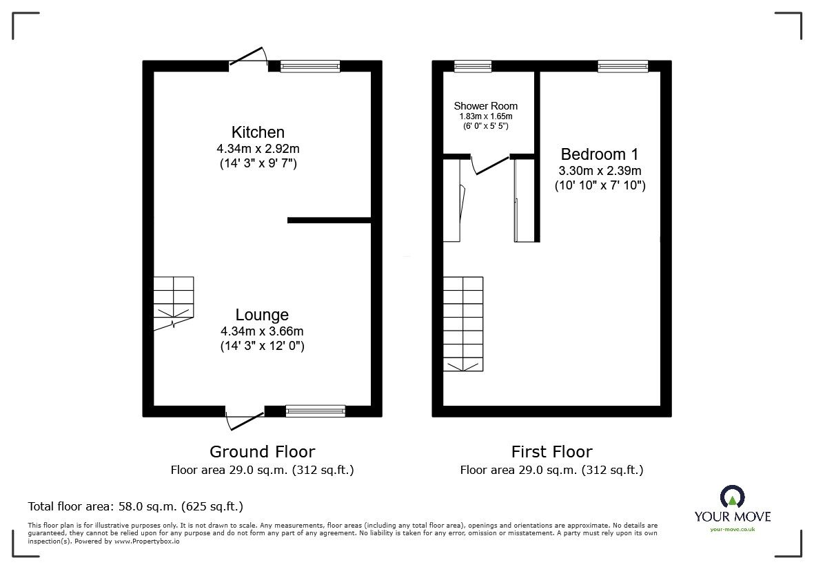Floorplan of 1 bedroom Mid Terrace House for sale, Dalwood Way, Coventry, West Midlands, CV6