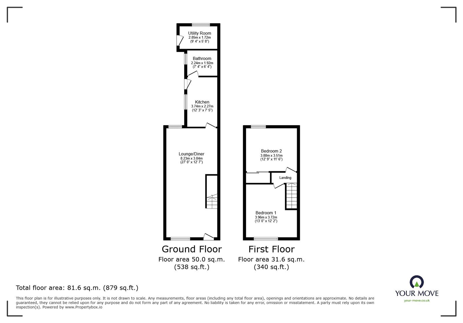 Floorplan of 2 bedroom Mid Terrace House for sale, Goodyers End Lane, Bedworth, Warwickshire, CV12