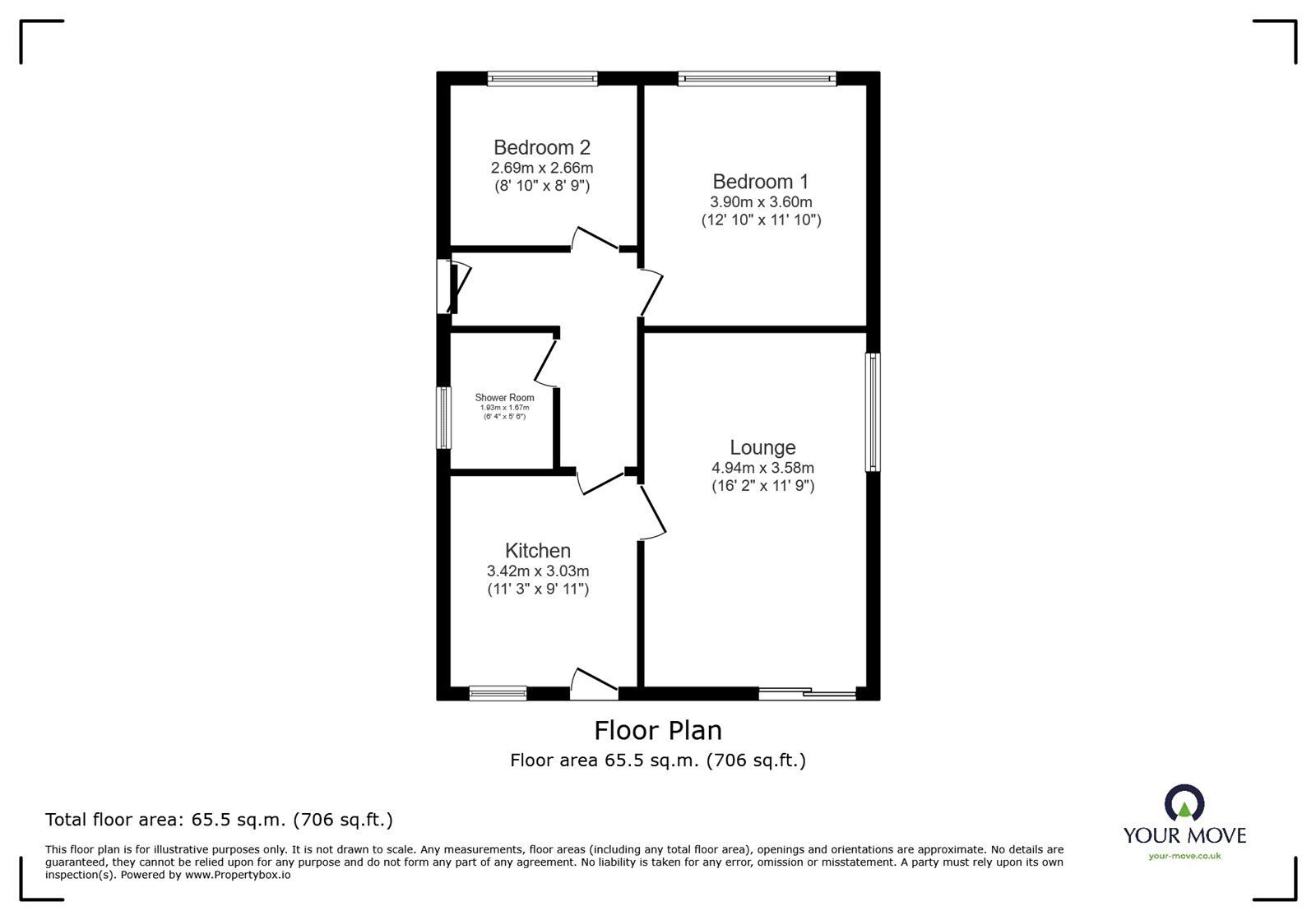 Floorplan of 2 bedroom Detached Bungalow for sale, Johnson Road, Bedworth, Warwickshire, CV12