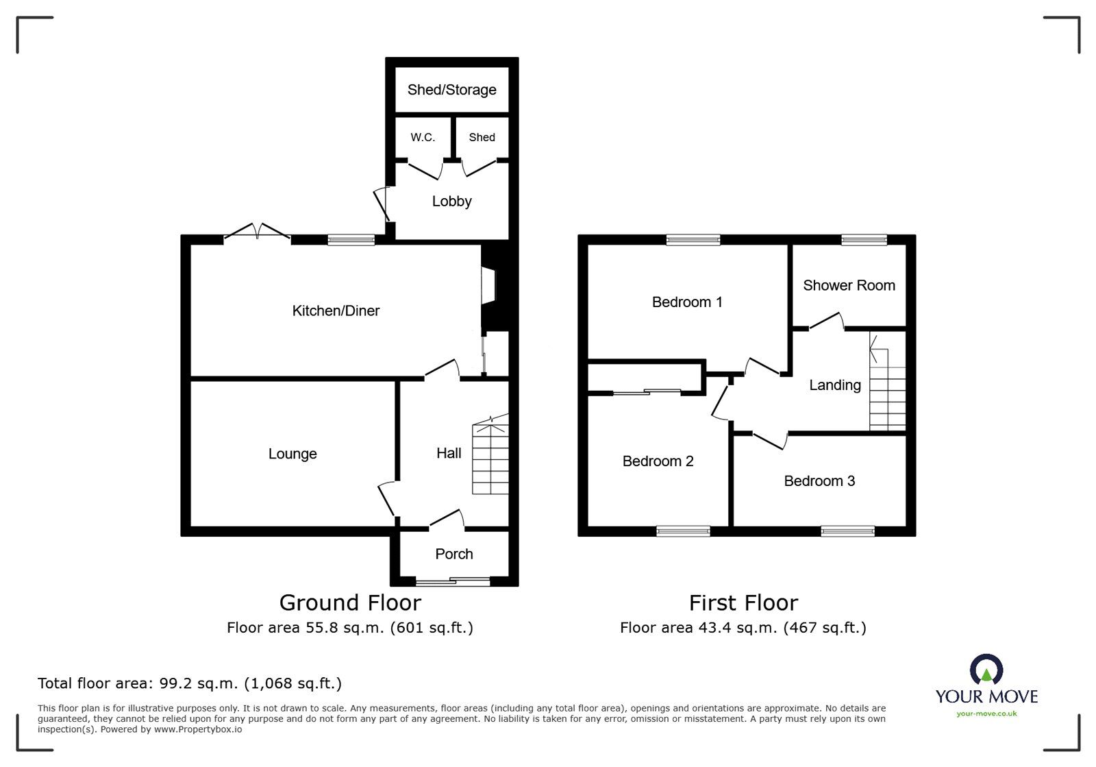 Floorplan of 3 bedroom Mid Terrace House for sale, Barnacle Lane, Bulkington, Warwickshire, CV12
