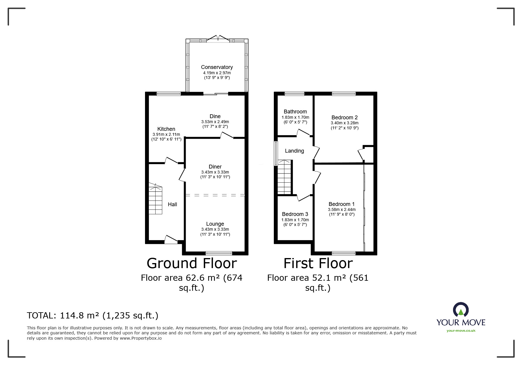 Floorplan of 3 bedroom Semi Detached House for sale, Dark Lane, Bedworth, Warwickshire, CV12