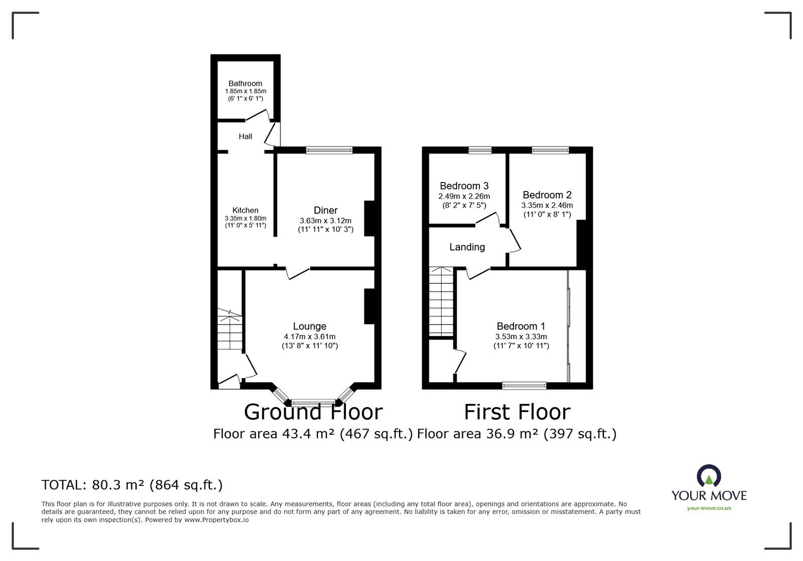 Floorplan of 3 bedroom Semi Detached House for sale, Goodyers End Lane, Bedworth, Warwickshire, CV12