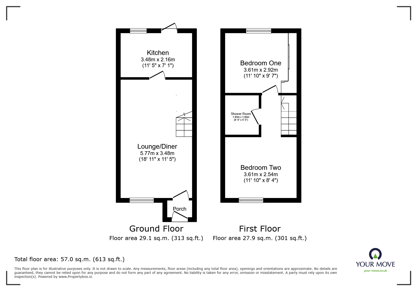 Floorplan of 2 bedroom Semi Detached House for sale, Cardigan Road, Bedworth, Warwickshire, CV12