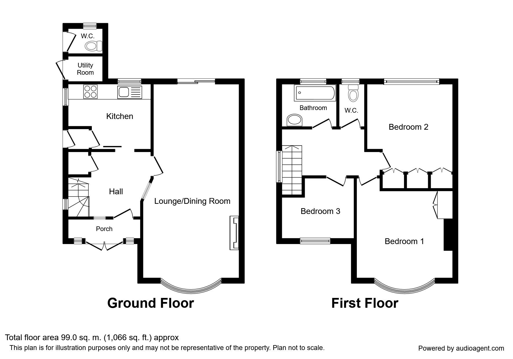 Floorplan of 3 bedroom Semi Detached House for sale, Newtown Road, Bedworth, Warwickshire, CV12