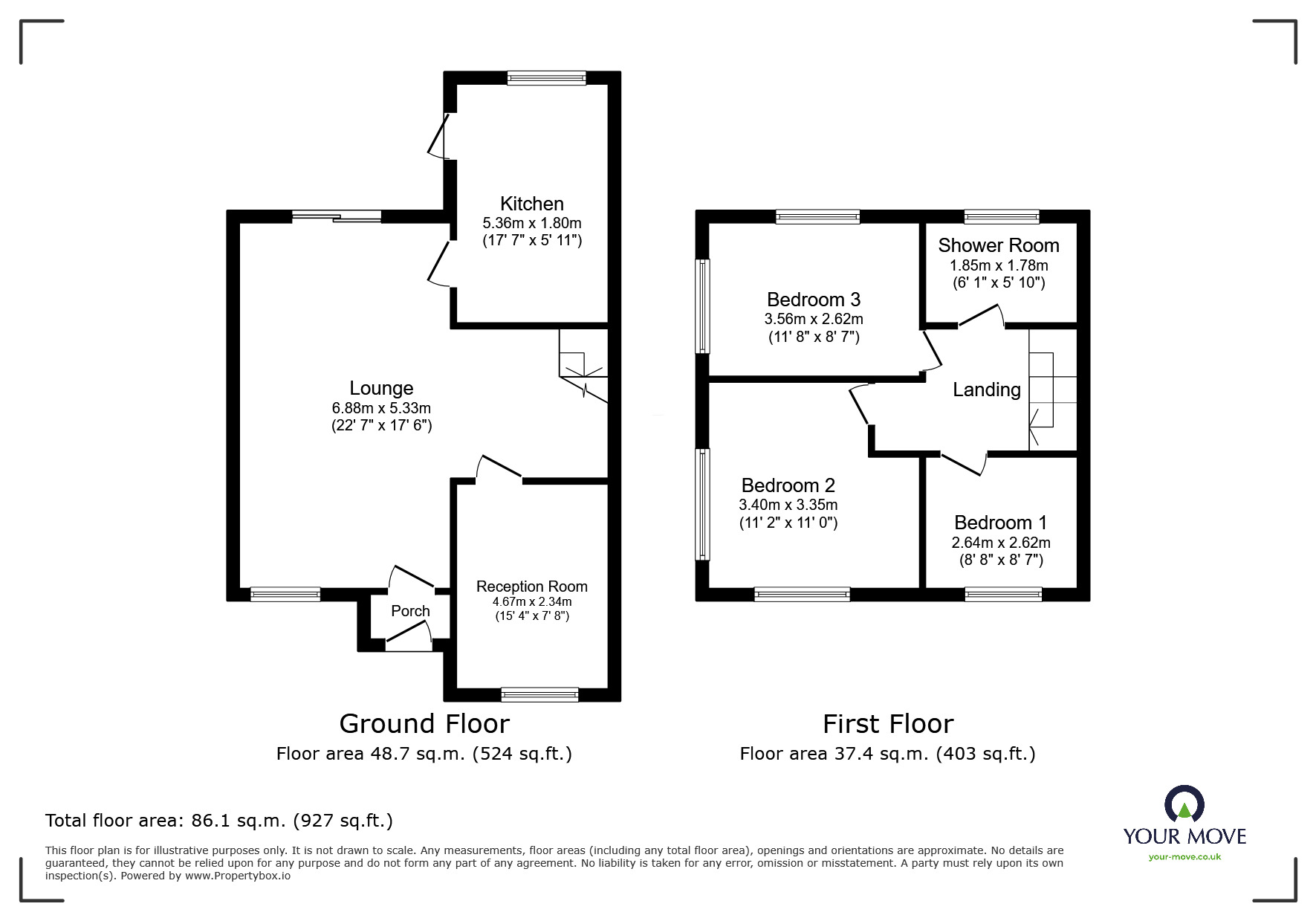 Floorplan of 3 bedroom Mid Terrace House for sale, Bruce Road, Exhall, Warwickshire, CV7
