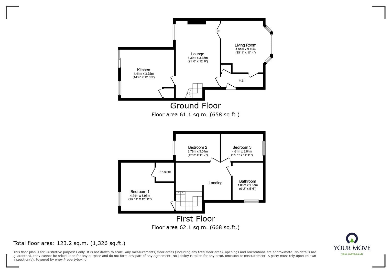 Floorplan of 3 bedroom End Terrace House for sale, Park Road, Bedworth, Warwickshire, CV12