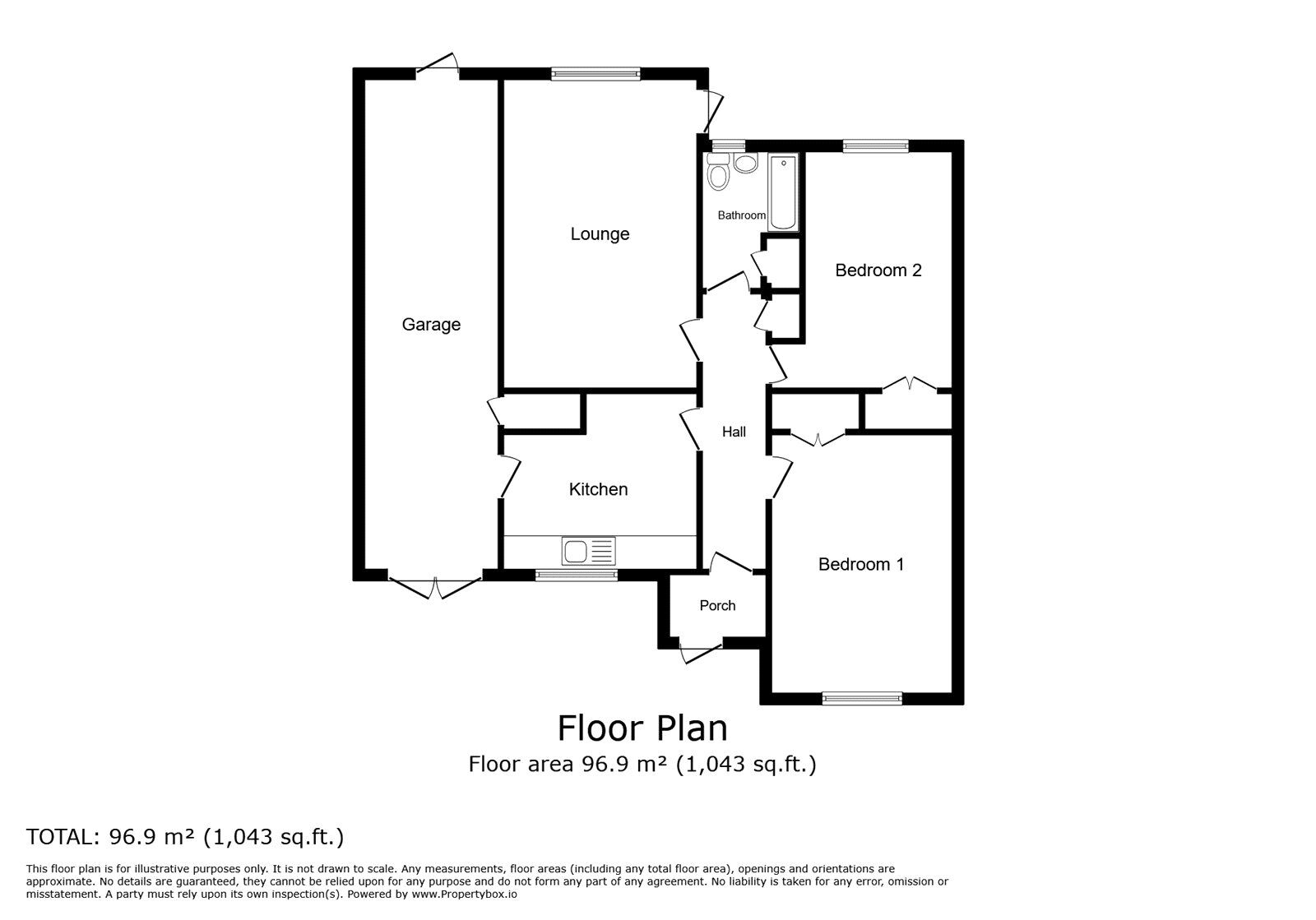Floorplan of 2 bedroom Detached Bungalow for sale, Topps Heath, Bedworth, Warwickshire, CV12