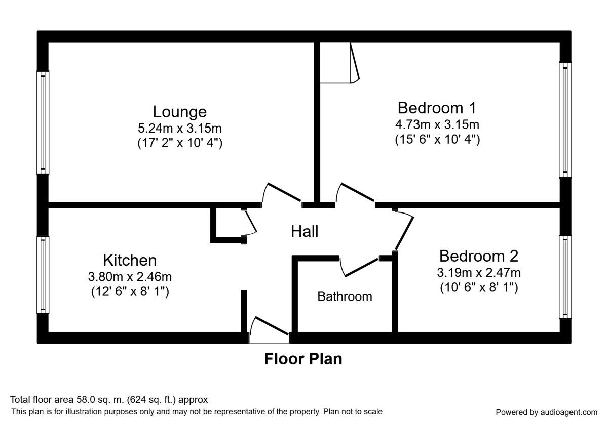 Floorplan of 2 bedroom  Flat for sale, Garrick Close, Coventry, West Midlands, CV5